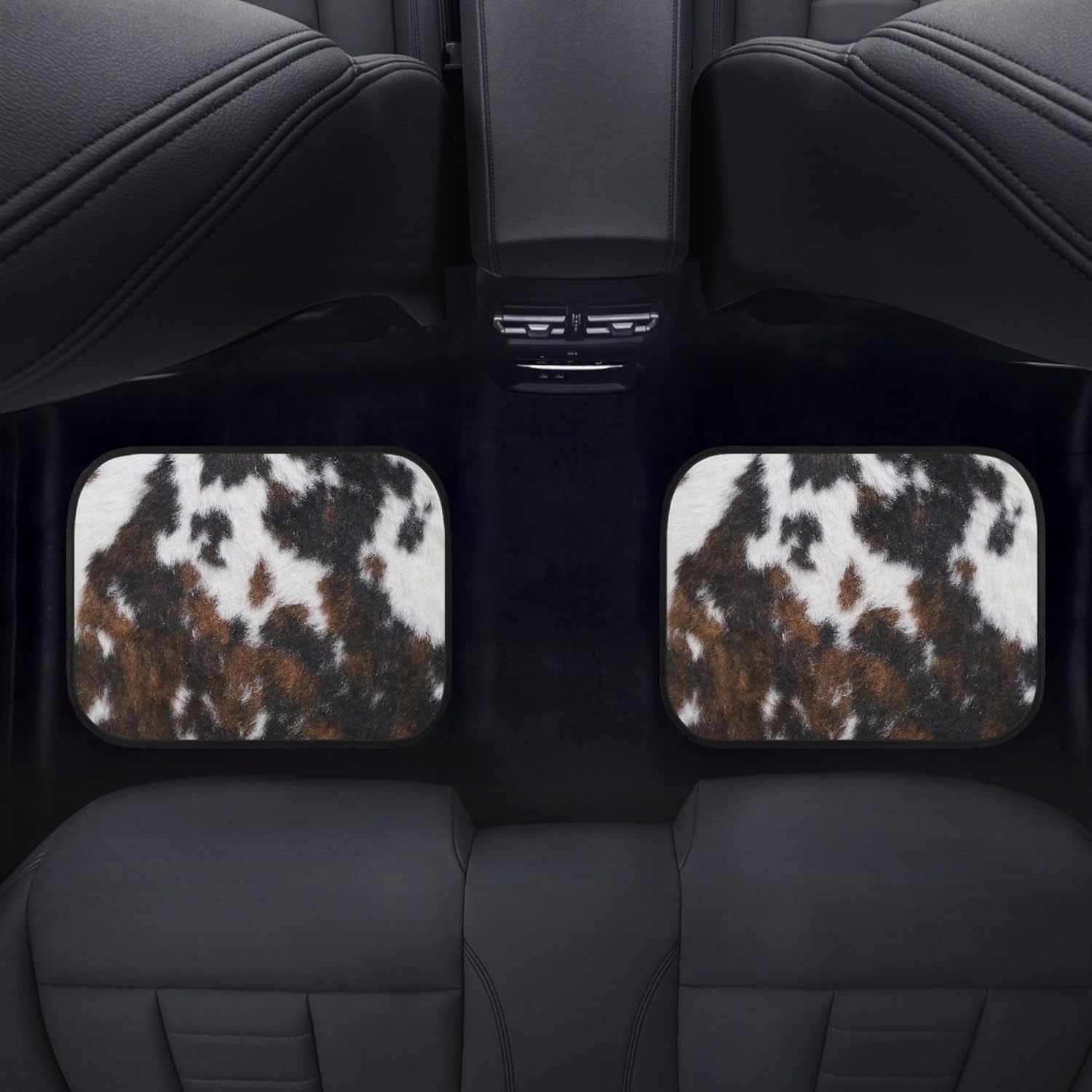 Cow Print Car Mats Set of 4 Abstract White Brown Black Cowhide Fur Cute Farmhouse Animal Skin Print Floor Mats for Cars Non Slip Front Rear Vehicle Rugs Universal Auto Accessories for Trucks - Image 4