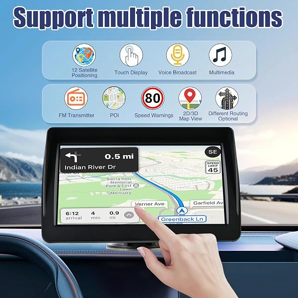 7Inch Sat Nav, HD Touch Screen GPS Navigation for Cars Trucks with UK, Europe Maps, HGV Sat Nav Trucks, Lifetime Free Updates, Support Postcode Search, Speed Camera Alert, Voice Guidance, POI - 4