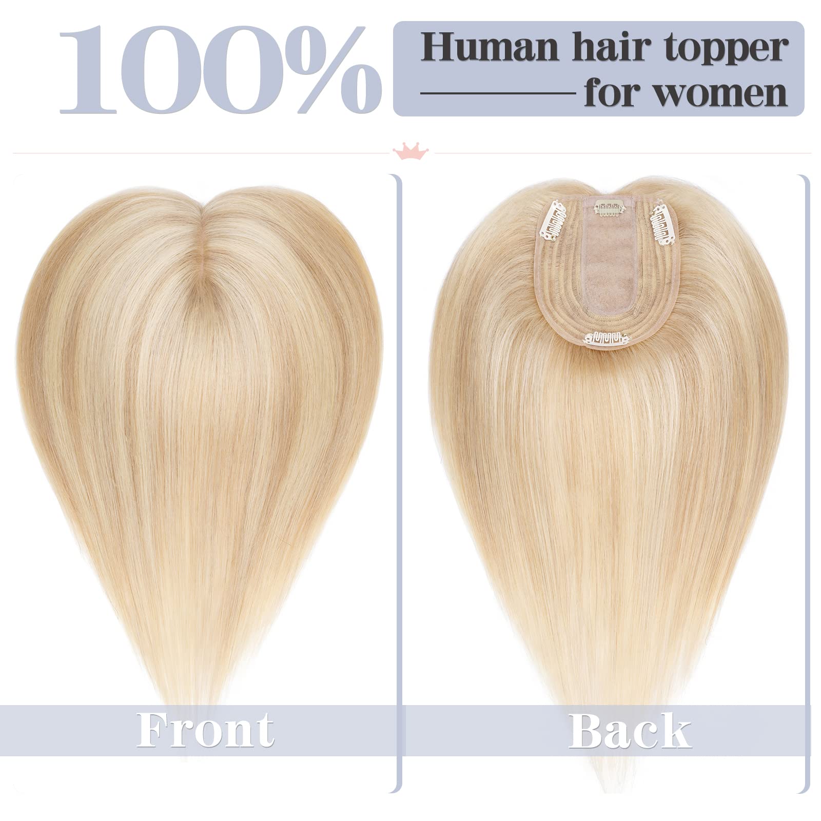 S-noilite 6 Inch 100% Human Hair Toppers Clip in Real Hair Topper for Thinning Hair Women uk Hair Piece Clip in Toupee 27g(#2 Dark Brown) - Image 2