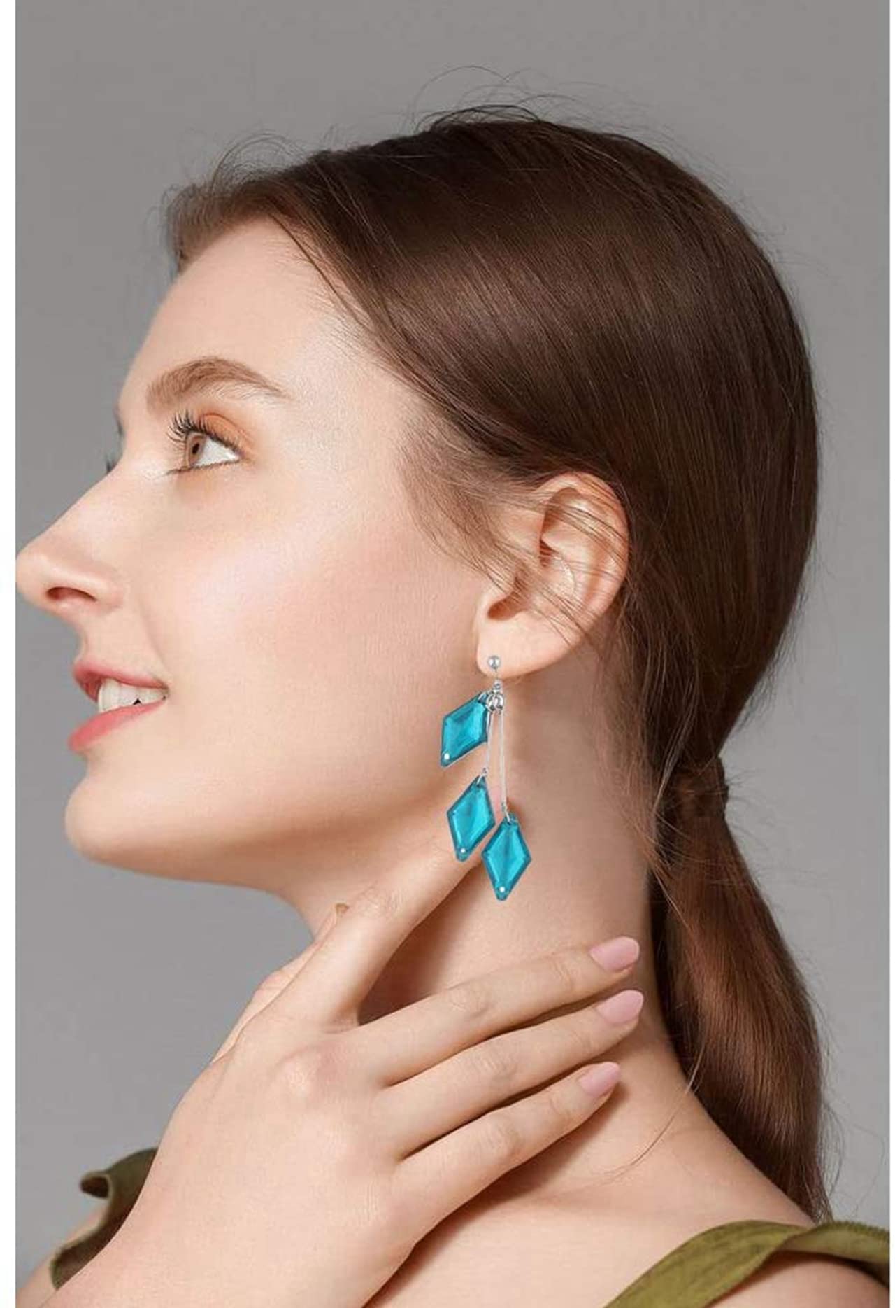 FUQUAN ツイステッドワンダーランド イヤリング ツイステ オクタヴィネル寮 ジェイド・リーチ フロイド・リーチ イヤリング ピアス  イヤークリップ 耳飾り コスプレ道具 小物 おしゃれ (レッド,ピアス)