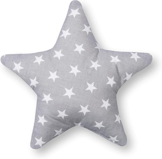 Amilian Pillow Star; Star Shaped Cushion; Decorative Plush Pillow; Children's, Baby Room; for Bedroom; boy; Girl; Toddler; Kids; Cosy Fluffy Cushion Approx. 28 cm; Stars Grey