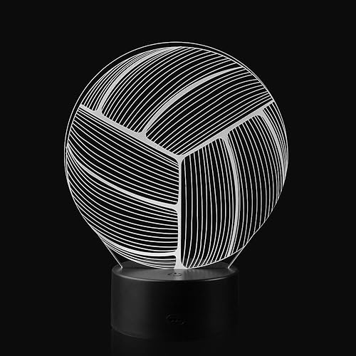Miniatura 8 de AZALCO Lámpara de luz nocturna de voleibol con ilusión 3D con 16 cambios de color, base negra, regalo de cumpleaños para niños y niñas, decoración
