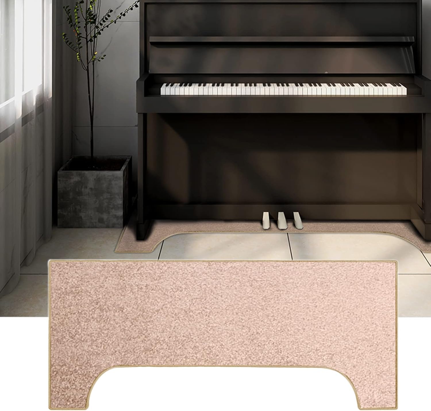 Klavierteppich 160×70 cm, Schallschutz Teppich rutschfest Matte, Klavier Schalldichte Teppich, Antivibrationsmatte Klavier, Teppich Matte, Teppich für Schalldämmung (Color:Gold)
