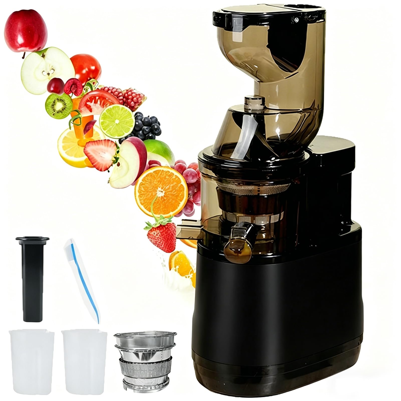 FHRKA 300W Cold Press Juicer, Electric Citrus Juicer with 80mm Feed Chute & Pulp Separation Technology, 98.5% High-purity Juice Yield (size_name Black)