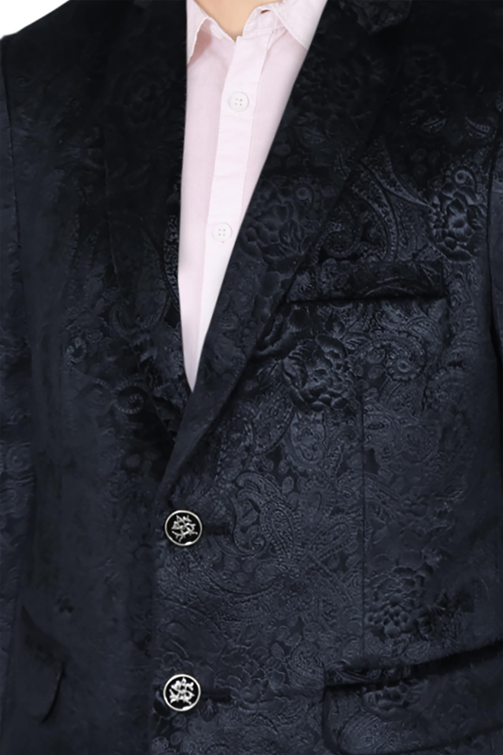 Boys Black Print Regular Fit Blazer 2