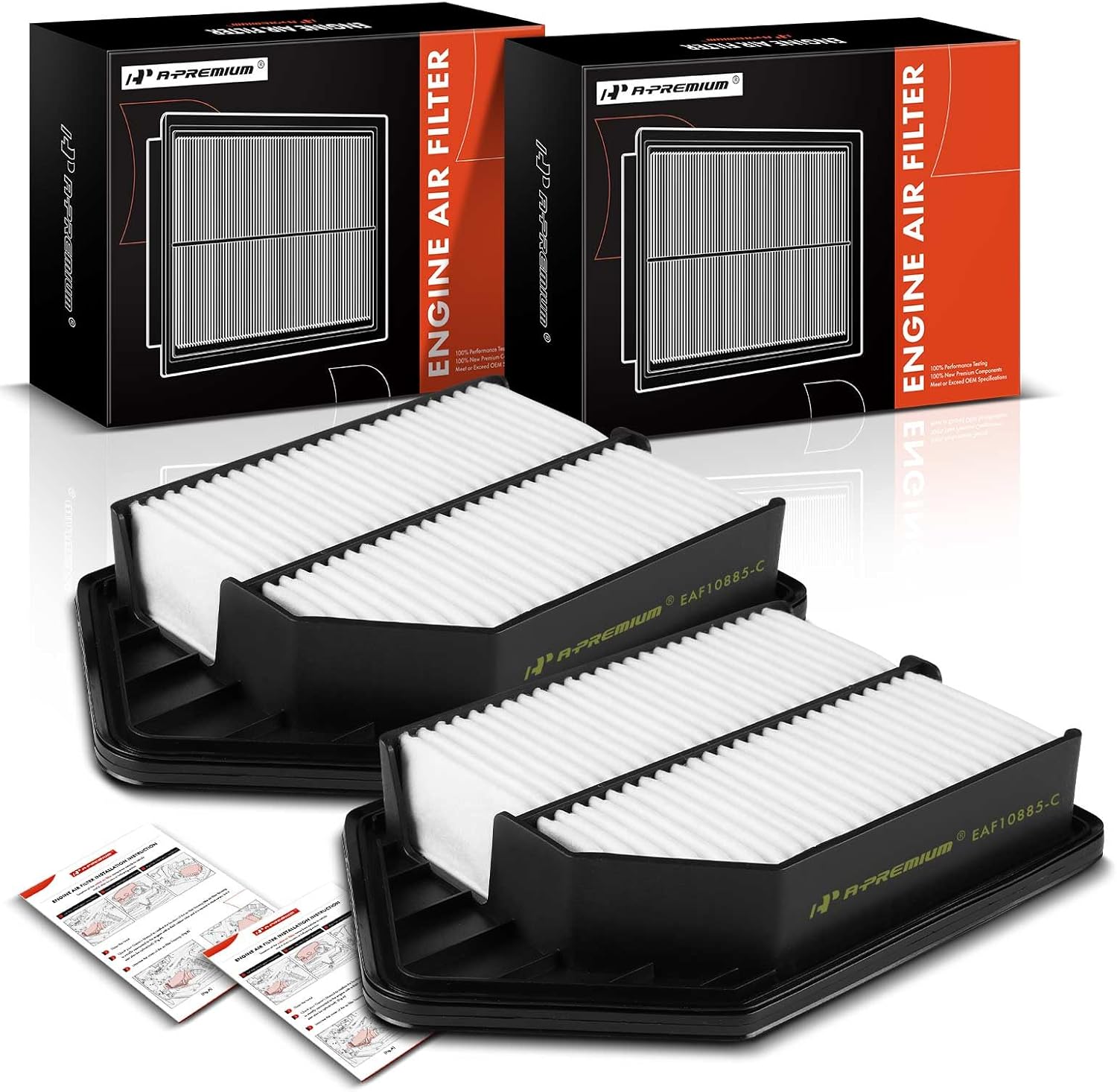A-Premium 2-PC Engine Air Filter Compatible with Honda CR-V CRV 2010-2011, 2.4L, Replace# 17220REZA00