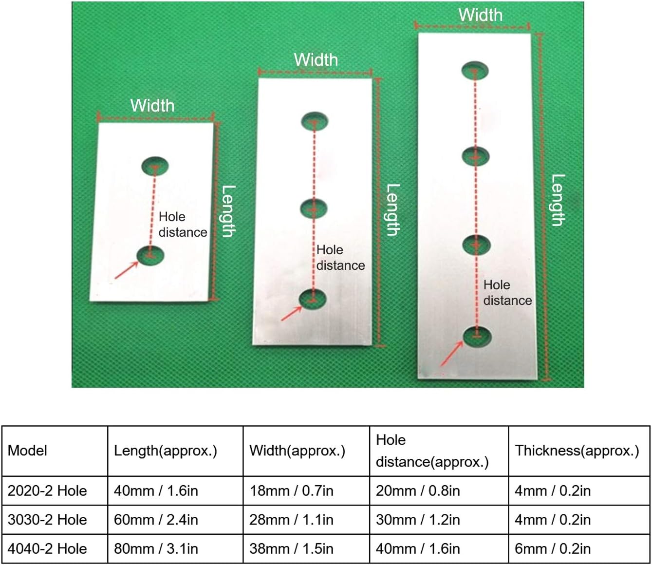 10Pcs Aluminum Flat Joining Plate, 2 - Hole Vertical Connection Tool for Profile Frame Reinforcement, Oxidized Surface Connecting Plate with Smooth Finish for Linear Extension and (2020)