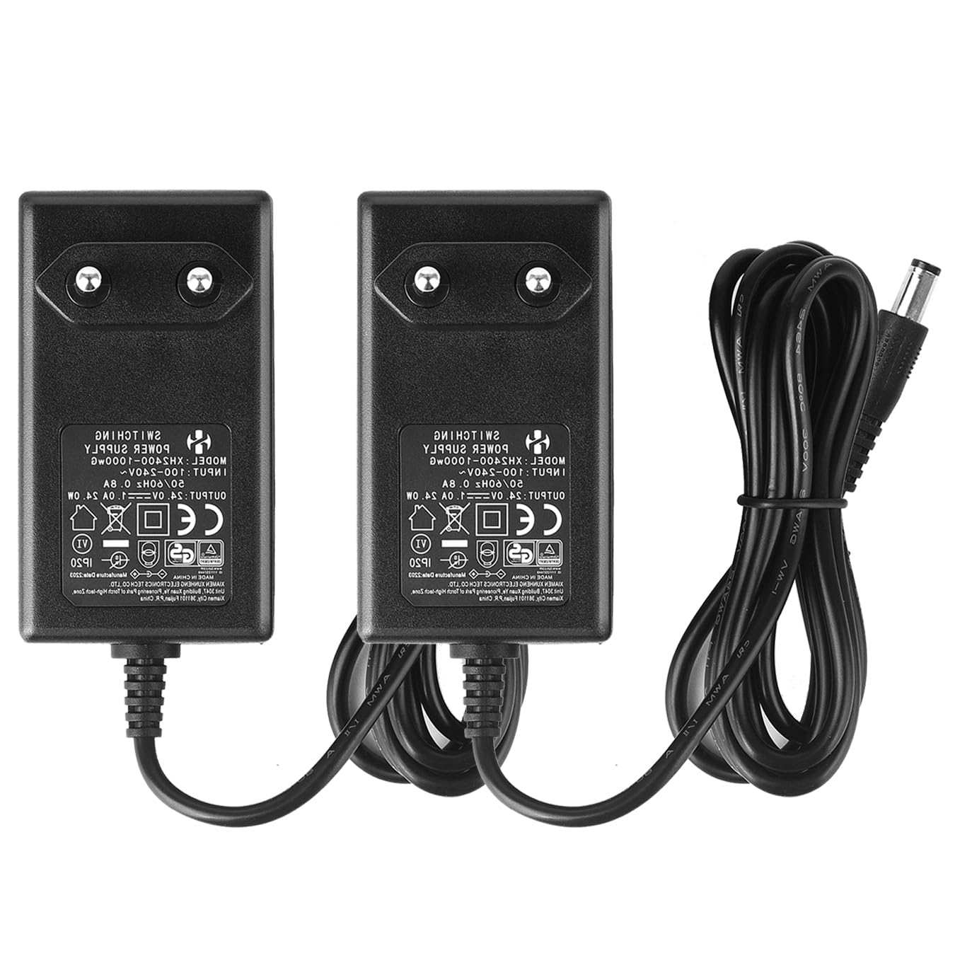 Set di 2 adattatori CC 24 V 1 A, spina 5,5 mm x 2,1 mm
