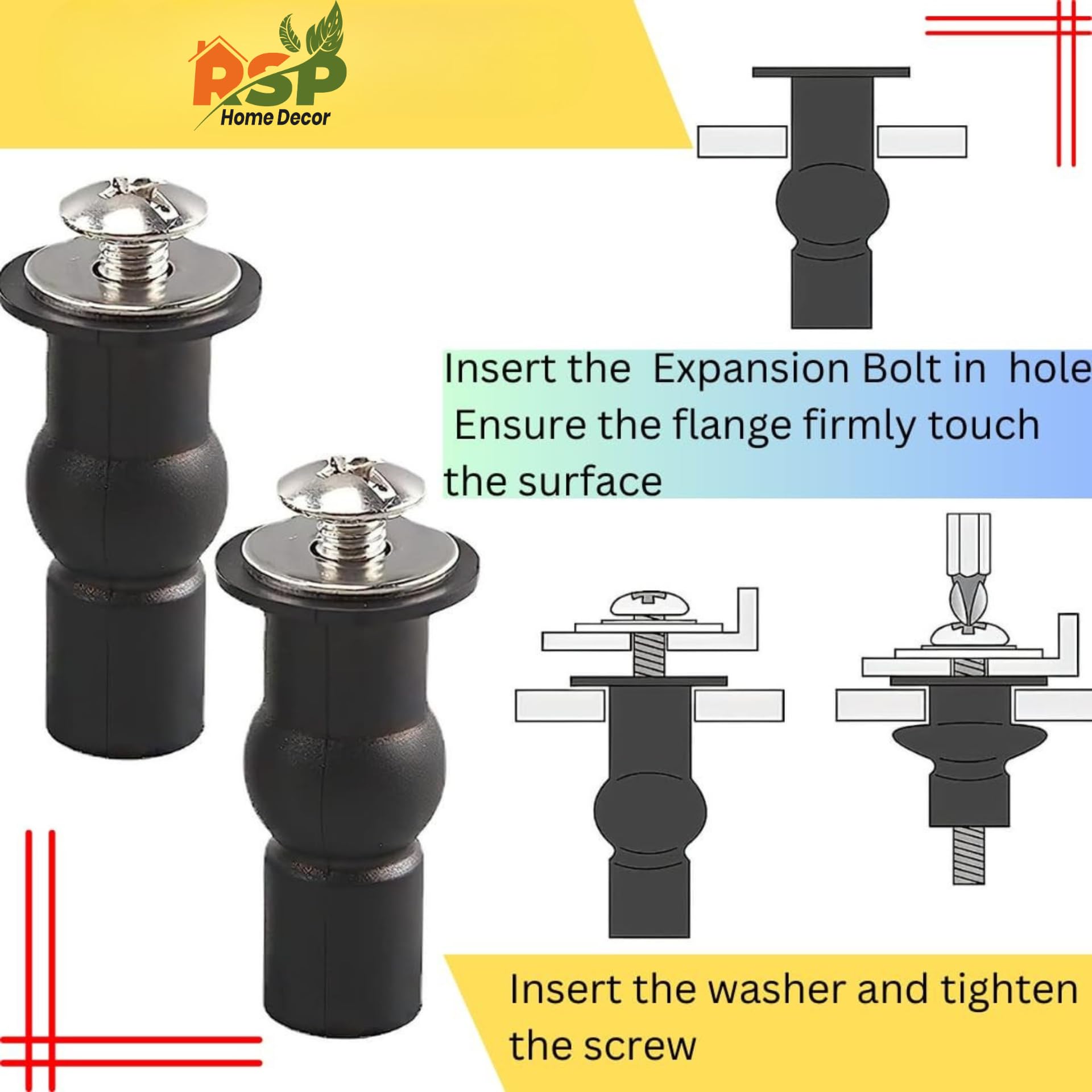 Universal Toilet seat Cover Hinges Screw Blind Hole fixings Expanding Rubber for Top Mounting Toilet Seat Hinges-2 Pairs (4 Pack) 3