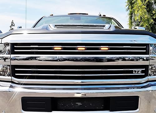 Miniatura 3 de iJDMTOY Kit de luces LED ámbar de lente ahumada compatible con Chevy Silverado 2500 3500 de 15 en adelante, juego central de 3 lámparas de marcador