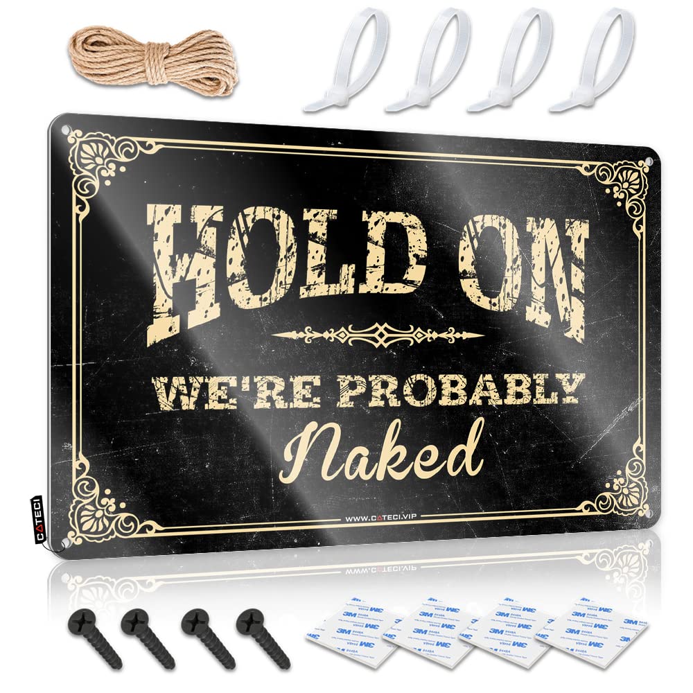 Hanging Outdoor Bar Plaque - Hold On We're Probably Naked Retirement Gift Rustic Wall Hanging(30X40CM)