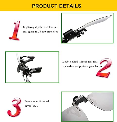 Miniatura 3 de Gafas de sol polarizadas con clip con función abatible antirreflejos UV 400 gafas de conducción con clip para gafas graduadas