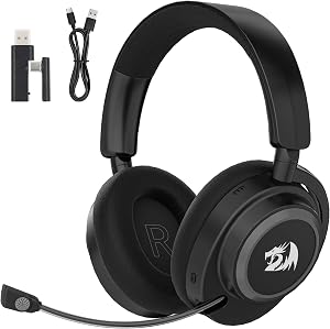 Redragon H891 Wireless Gaming Headset, Tri-Mode (2.4G/BT/Wired), 65H Battery, 50mm Drivers & 7.1 Surround Sound, Noise-Cancelling Retractable Mic, Compatible with PC, PS5, NS, Mac, Mobile