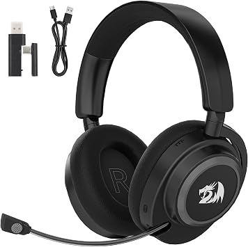 Redragon H891 Wireless Gaming Headset, Tri-Mode 2.4G/BT/Wired, 65H Battery, 50mm Drivers & 7.1 Surround Sound, Noise-Cancelling Retractable Mic, Compatible with PC, PS5, NS, Mac, Mobile