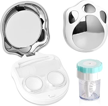 Contact Lens Travel Kit with Cleaner Washer, Portable Contact Box with Mirror Tweezers Remover Tool Solution Bottle for Daily Outdoor Silver2