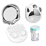 Contact Lens Travel Kit with Cleaner Washer, Portable Contact Box with Mirror Tweezers Remover Tool Solution Bottle for Daily Outdoor (Silver2)