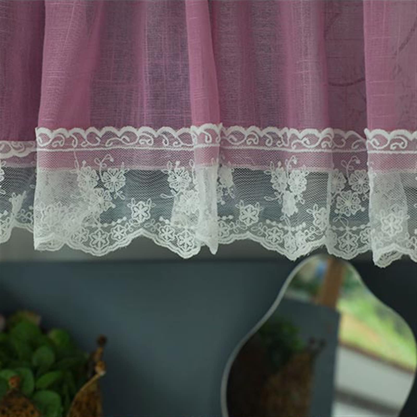 Tenda Corta Rustica Per Cucina – Beige, 150x30 Cm, In Voile Trasparente Con Pizzo All'uncinetto - 5