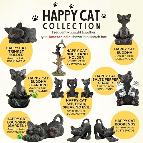 Miniatura 7 de Figura de gato de Buda negro caprichosa para meditación y yoga colección de gatos felices regalos para amantes de los gatos para mujeres regalos de