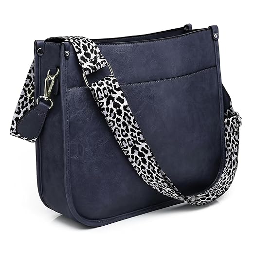 AUYOCO Vegan Leather Crossbody Bags for Women, Crossbody Purse with Guitar Strap Zipped Pockets Handbag Shoulder Bag