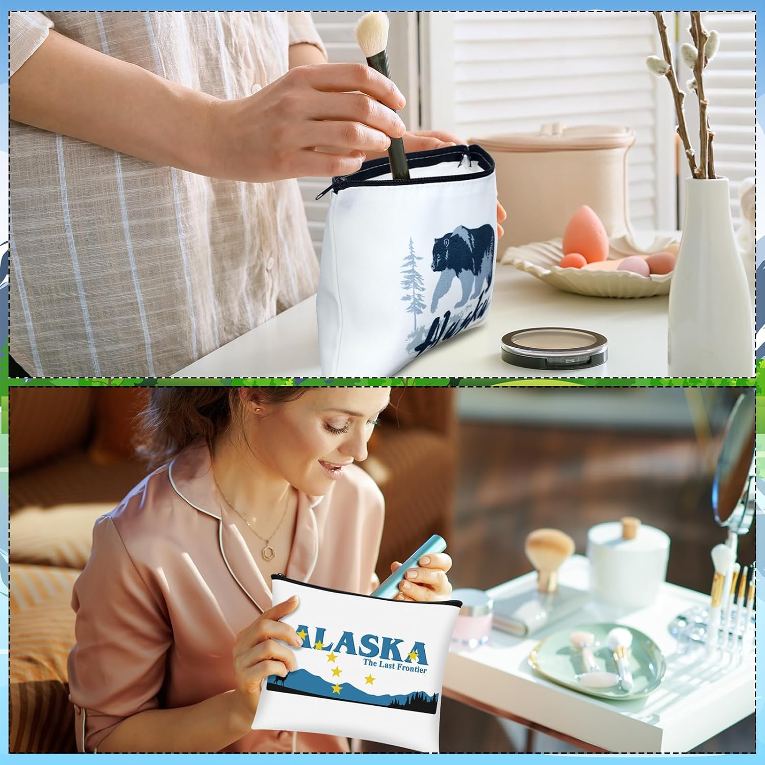 16 Pcs Alaska Cosmetic Bag Souvenir Gifts Makeup Bag Travel Vacation Zipper Pouch Purse for Women Birthday Trip Gifts Party Favors - Image 6