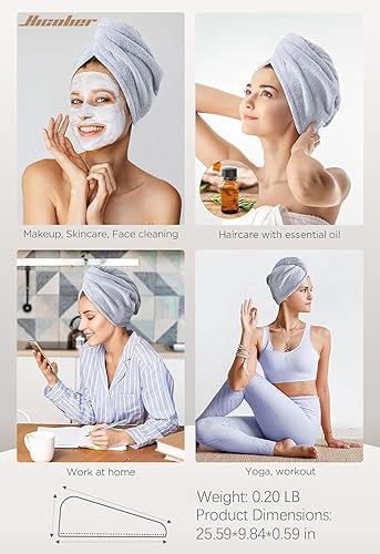 Vista 6 de Hicober Toalla de microfibra para el cabello, toallas de secado rápido para mujeres, turbante suave y ligero de secado rápido para cabello rizado