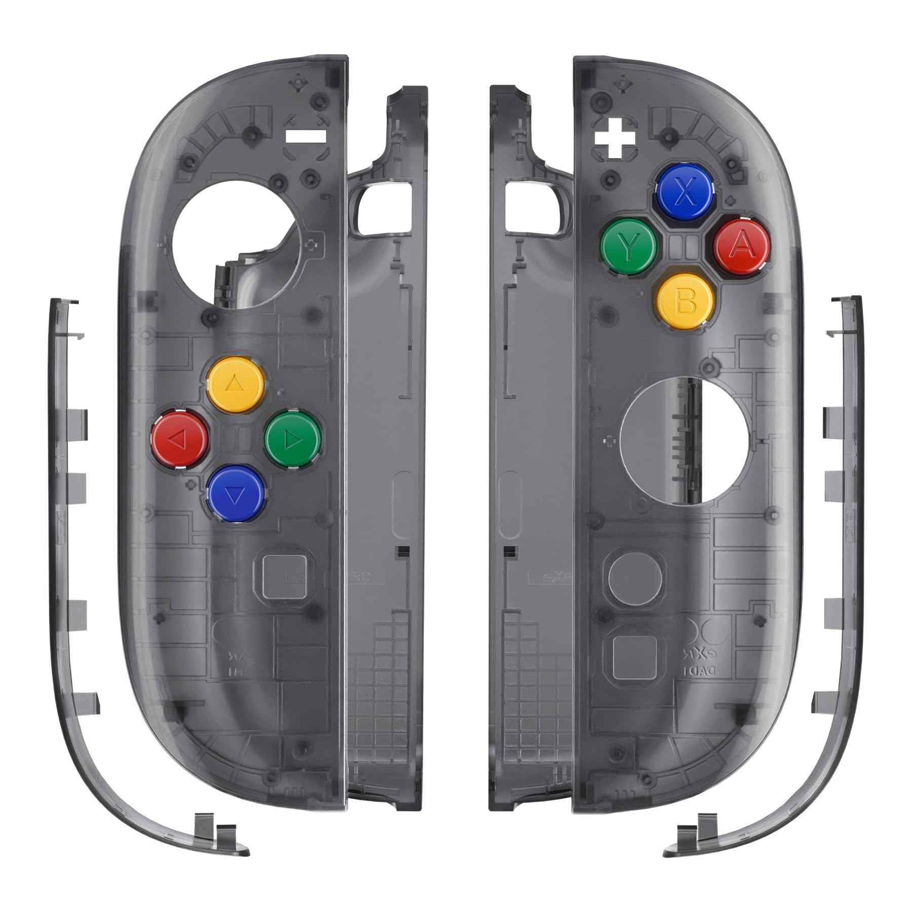 eXtremeRate Cover Tasti Kit + Levette Analogiche 3D Ricambio per Nintendo Switch 2 Controller - Transparente Nero