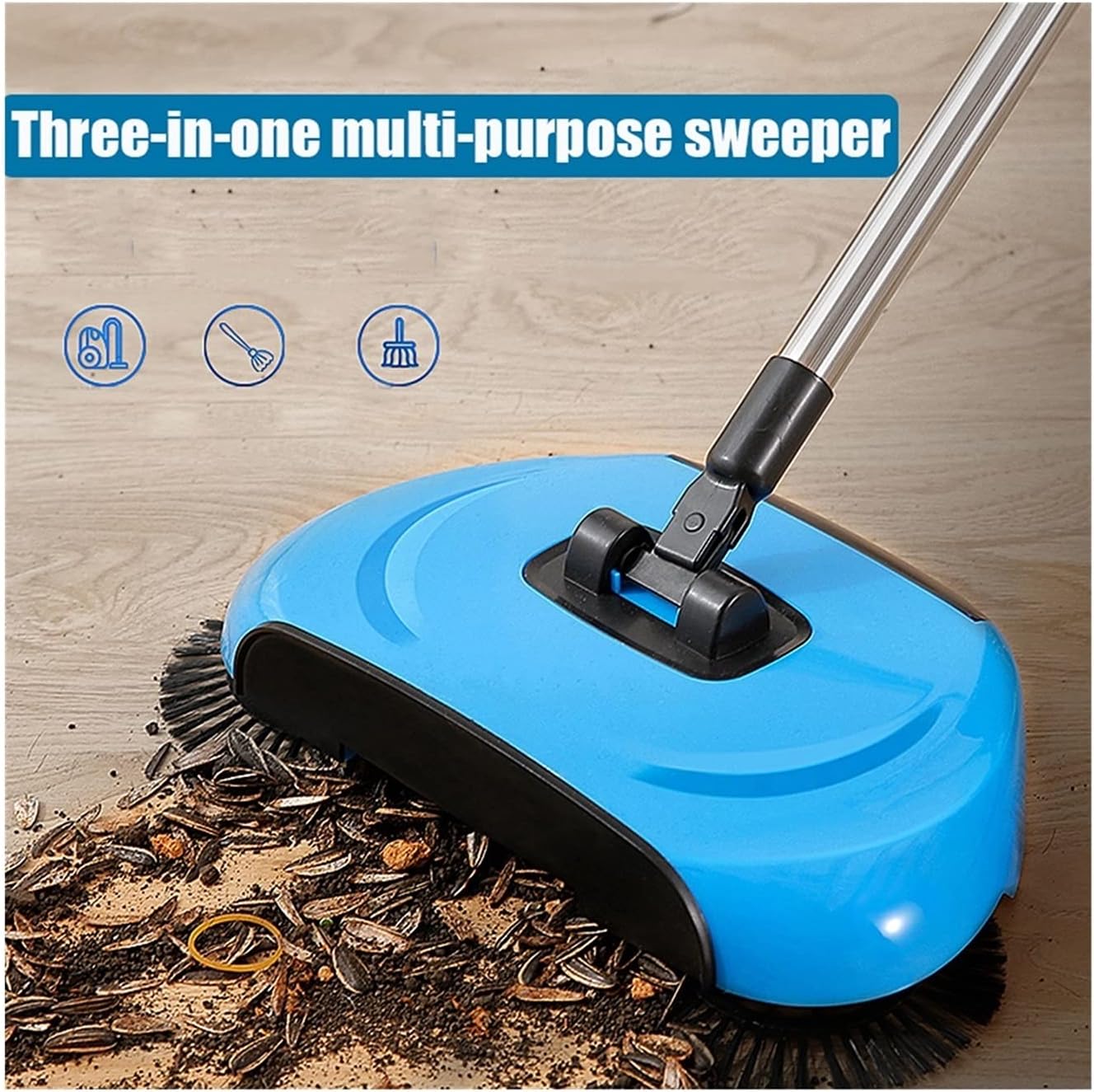 Vacuum Cleaner Hand Push Sweeping mop Stainless Steel Sweeper Push Type Hand Push Broom dusting Handle Household Cleaning Package for Broadleaf Trees and Carpets (Color : Red) (Red) image 3