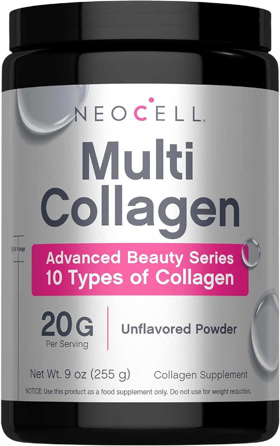 NeoCell Super Multi Collagen Peptides Powder | 9oz | 10 Types of Collagen | Skin, Hair and Nails | Beauty Supplement | Unflavored Powder | For Women and Men