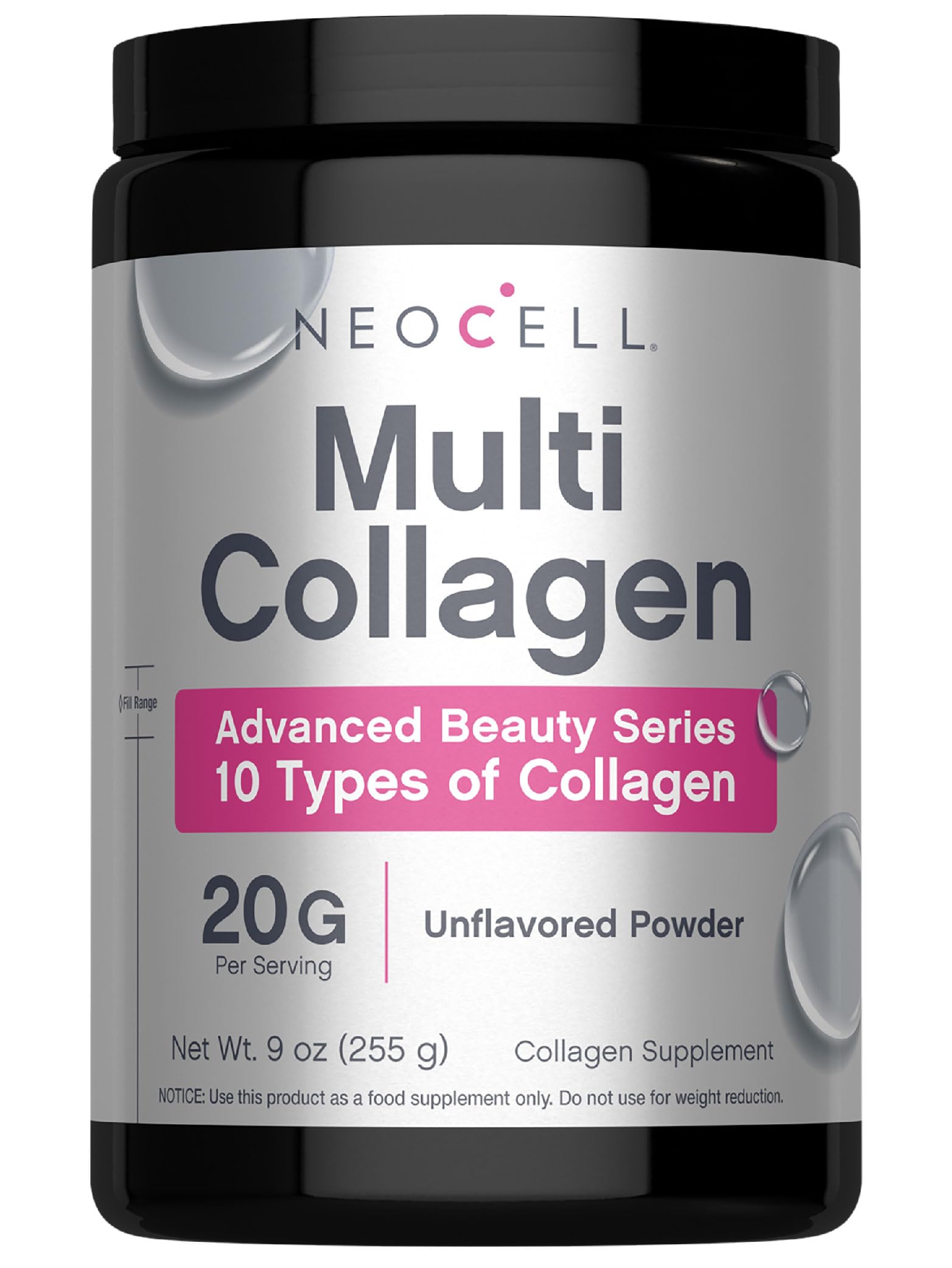 NeoCell Super Multi Collagen Peptides Powder | 9oz | 10 Types of Collagen | Skin, Hair and Nails | Beauty Supplement | Unflavored Powder | For Women