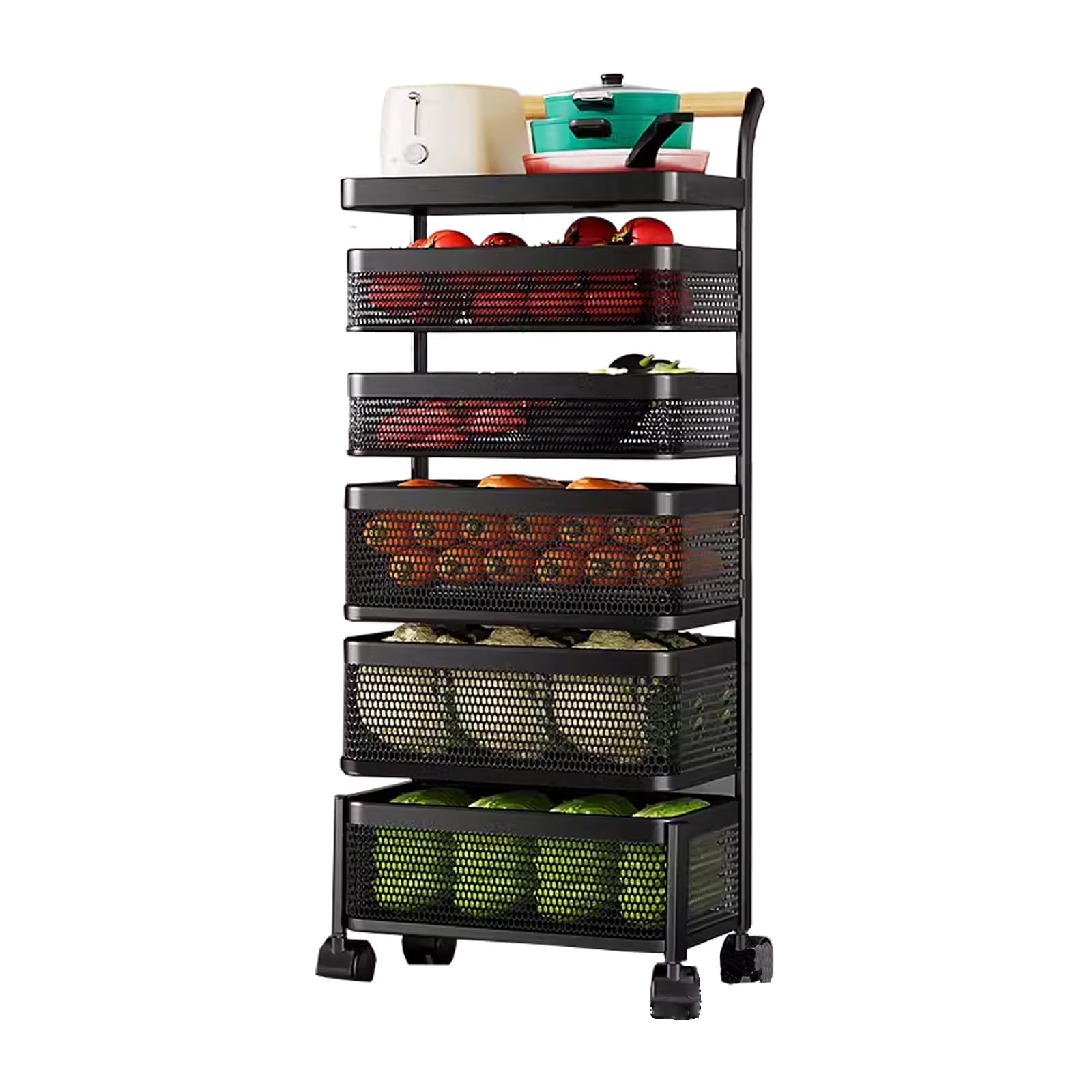 Chariot de cuisine fin à roulettes grande capacité pour stockage vertical