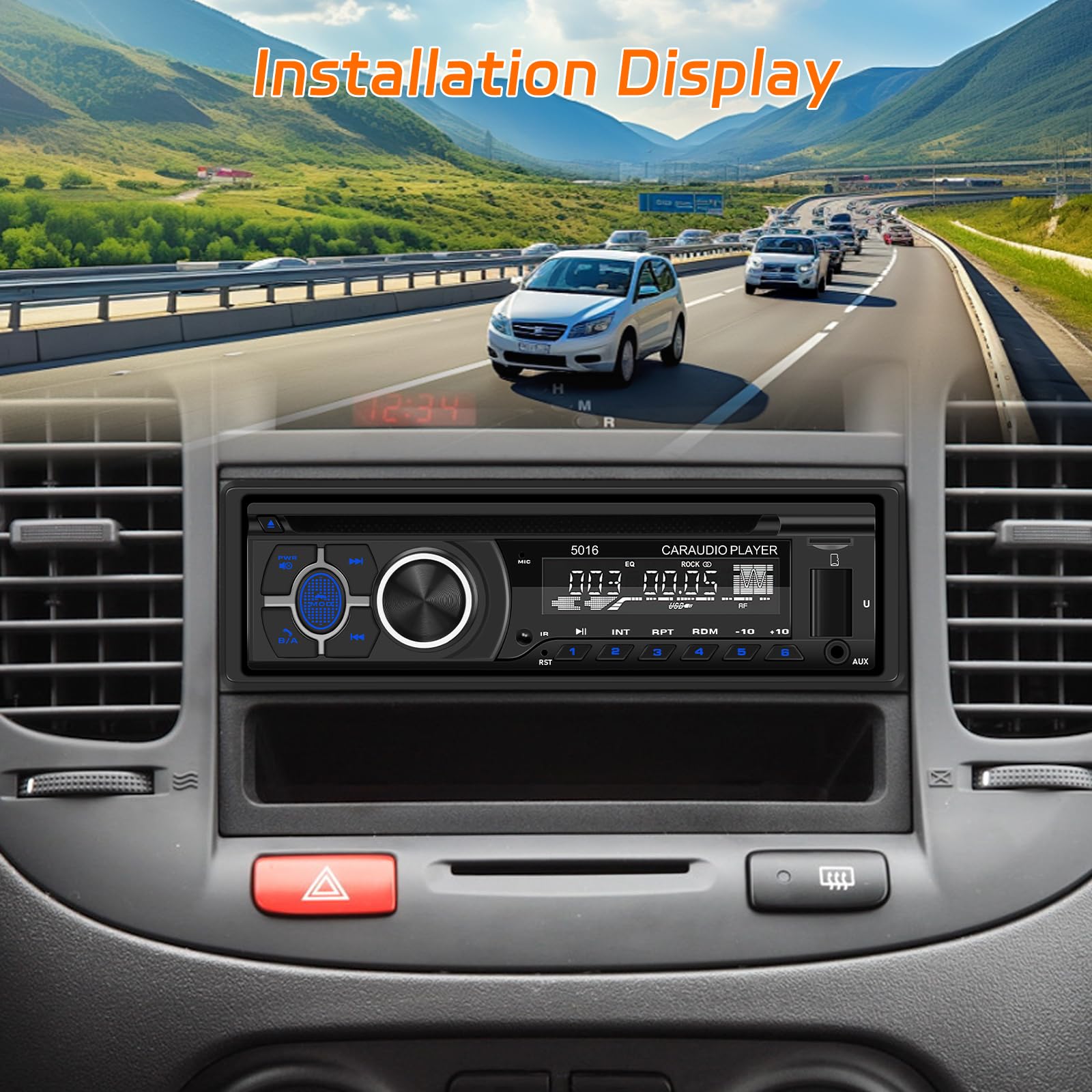 1Din Autoradio CD Player - Radio Mit Cd Player mit Bluetooth Freisprechfunktion - Audio Empfänger mit AM/FM Radio - DVD/USB/SD Karten/AUX Anschluss + Fernbedienung