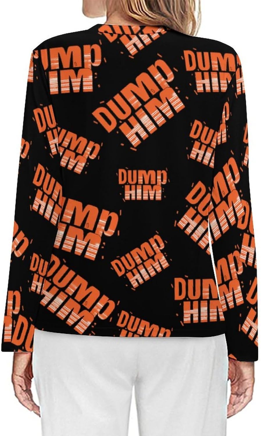 Dump Him Women's Pajama Top Sleepwear Pajamas Sleep T-Shirt Long Sleeve Shirt Crewneck Tee