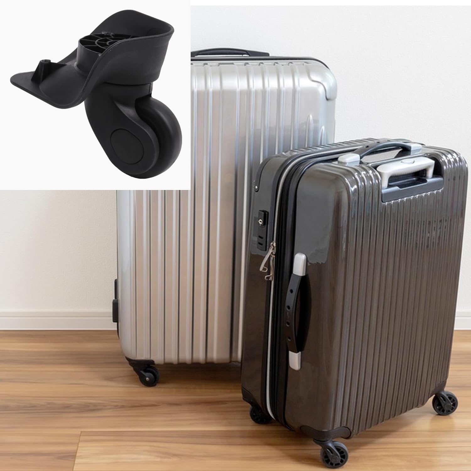 4Pcs Universal Swivel Wheel Right (Big) Suitcase Wheel (4R) 115W Series W041 Wheel Replacement Black