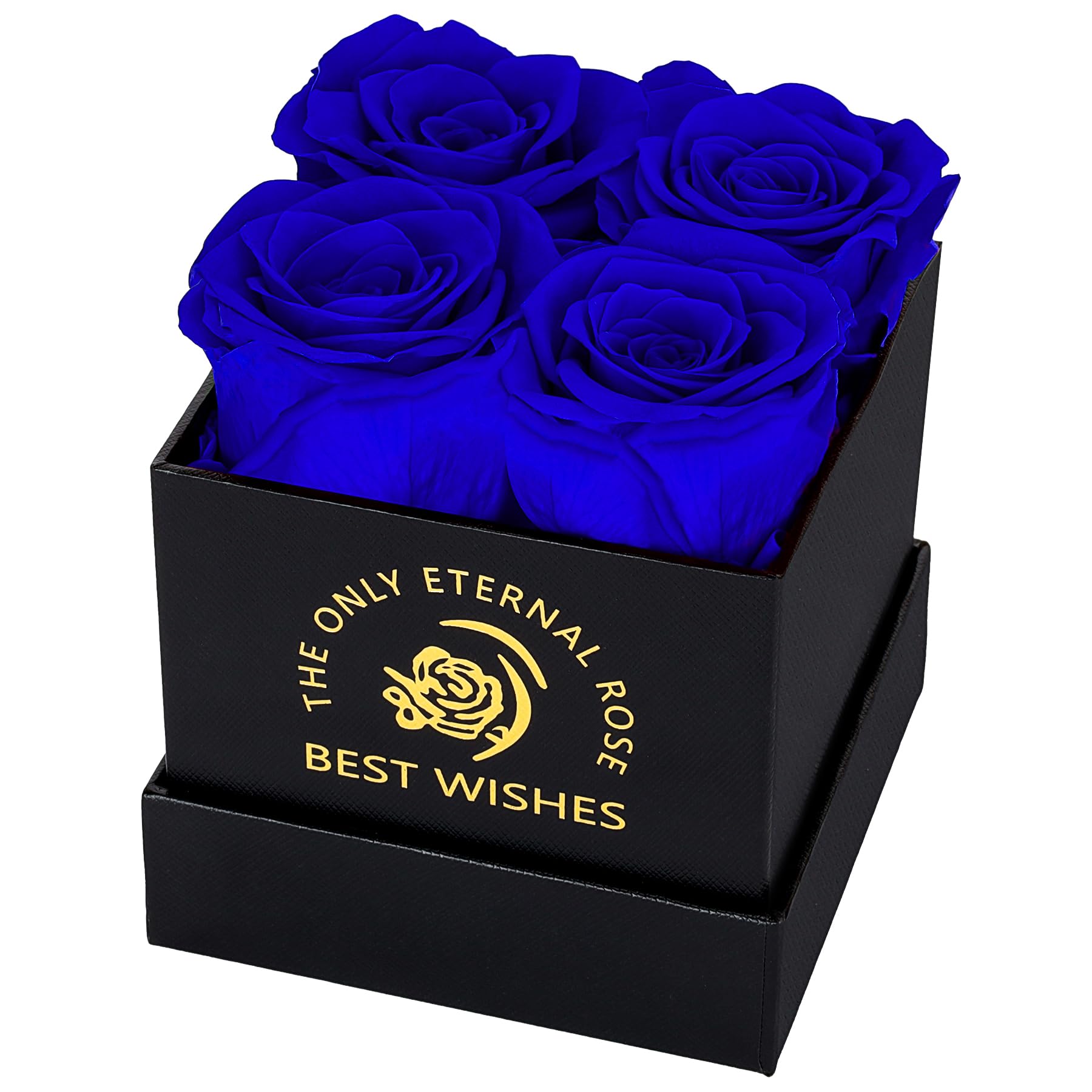 MestectPET Rosenbox mit 4 Infinity Rosen, Blau Ewige Rose Konservierte Blumen Geschenkbox, Valentinstag Muttertag Geburtstag Hochzeitstag Geschenke Für Mutter Freundin Ehefrau Oma Frauen