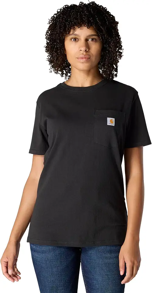 Carhartt تي شيرت العمل K87 بكم قصير ومزود بجيب للرجال، تي شيرت العمل بتصميم عملي من كارهارت
