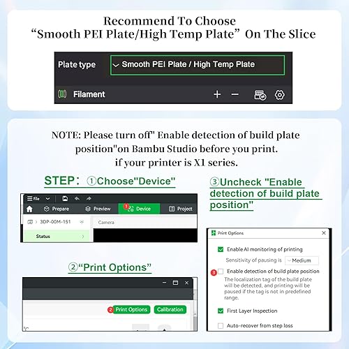 Miniatura 3 de IdeaFormer - Placa de construcción PEI de fibra de carbono lisa y texturizada de 10.118 x 10.118 in, PET+PEI Spring Steel Sheet Bed para Bambu Lab