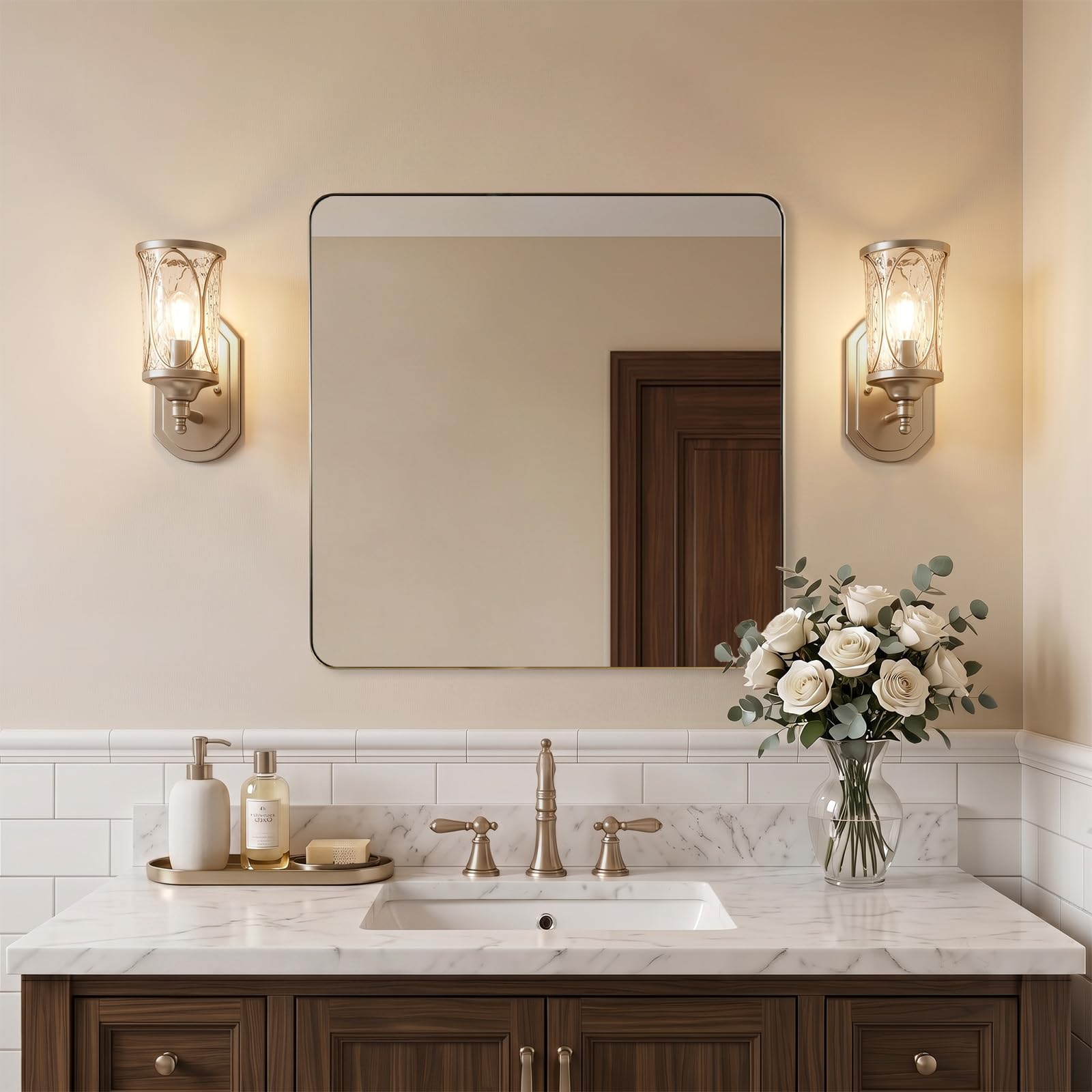 Photo 1 of ANDY STAR 24x40 Inch Champagne Bronze Rectangular Wall Mirror
