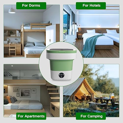 Miniatura 7 de Lavadora portátil, mini lavadora plegable de 15 litros con 3 modos de limpieza para ropa de bebé, ropa interior, pequeña lavandería plegable para