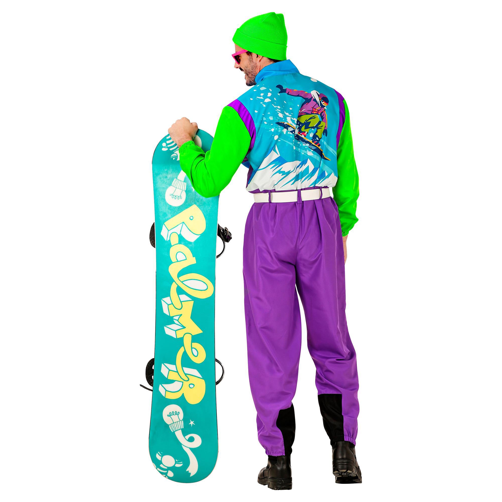 W WIDMANN Snowboarderkostuum, overall, retro sneeuwpak, jaren 80-outfit, bad-knop outfit, carnavalskostuums