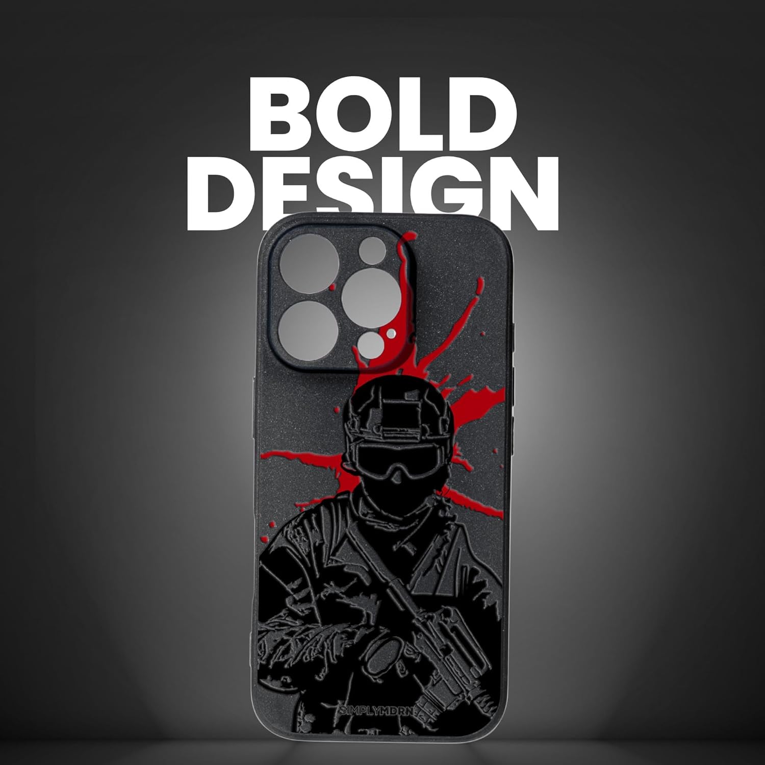 SIMPLYMDRN Slim for iPhone 12 Pro Max Case - Warrior Design - Cool Case for Men - Fighter Soldier Case - Slim and Flexible (Armed Black) - Image 2