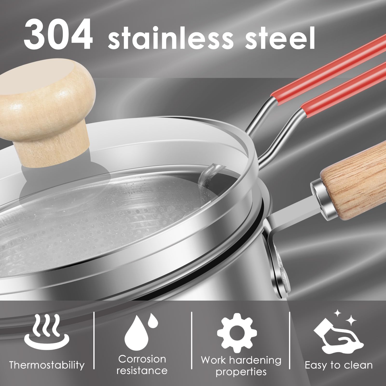 Deep Fryer Pot with Strainer Basket, 5.12 * 4.92in Stainless Steel Deep Frying Pot with Handle Lid,Portable Oil Mini Fryer Reusable Deep Frying Oil Container Good Heat Conductivity