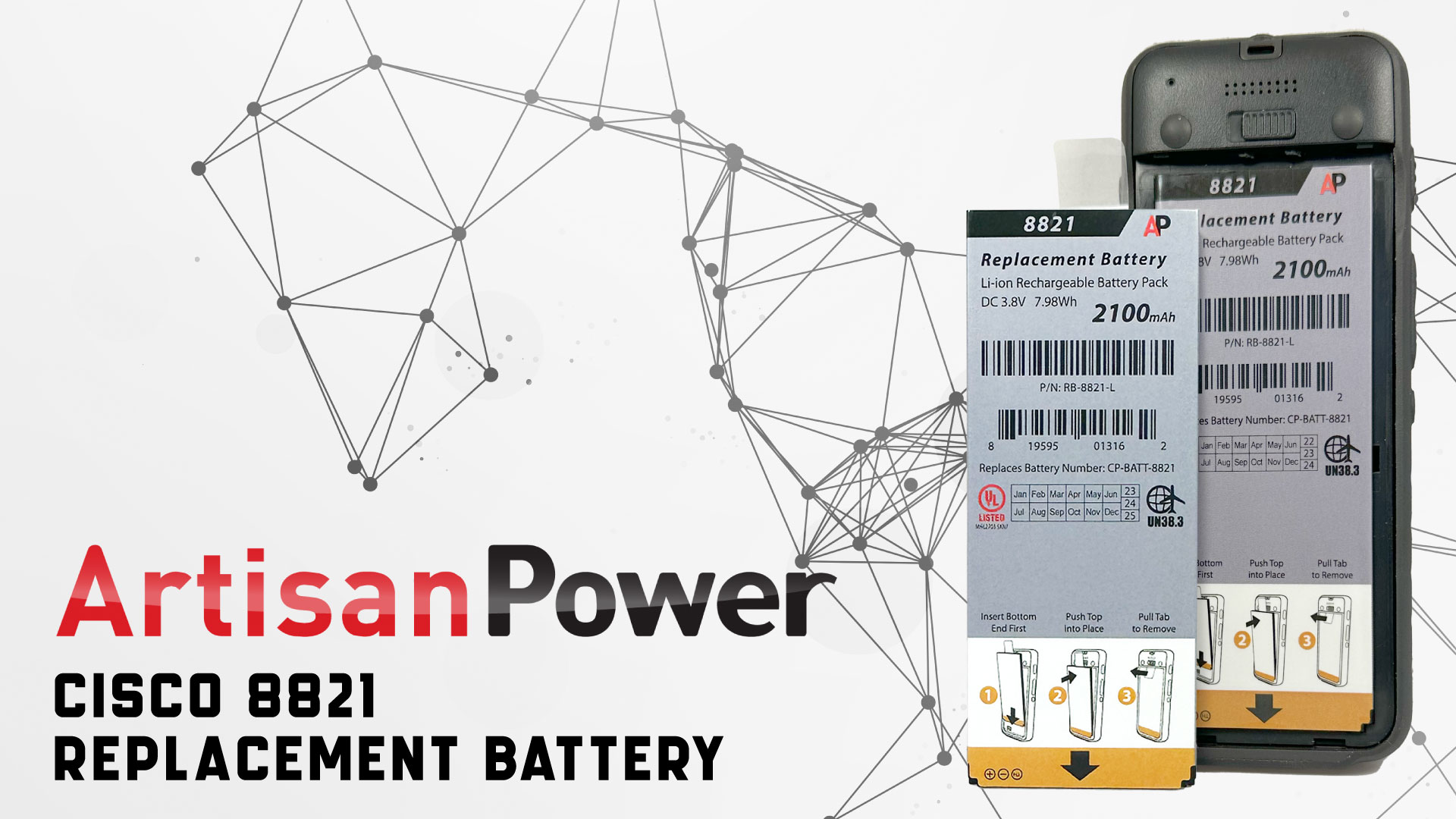 Batteria Per Cisco 8821 - 1700mAh Li-Polymer | Sostituisce 74-102376-01 E CP-BATT-8821 - Foto 5