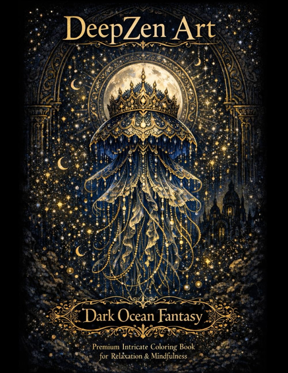 DeepZen Art: Dark Ocean Fantasy — An Intricate Deep Sea Coloring Book for Adults: A Meditative Stress Relief Coloring Journey Through Crystal Seas, Tidal Temples, and Abyssal World