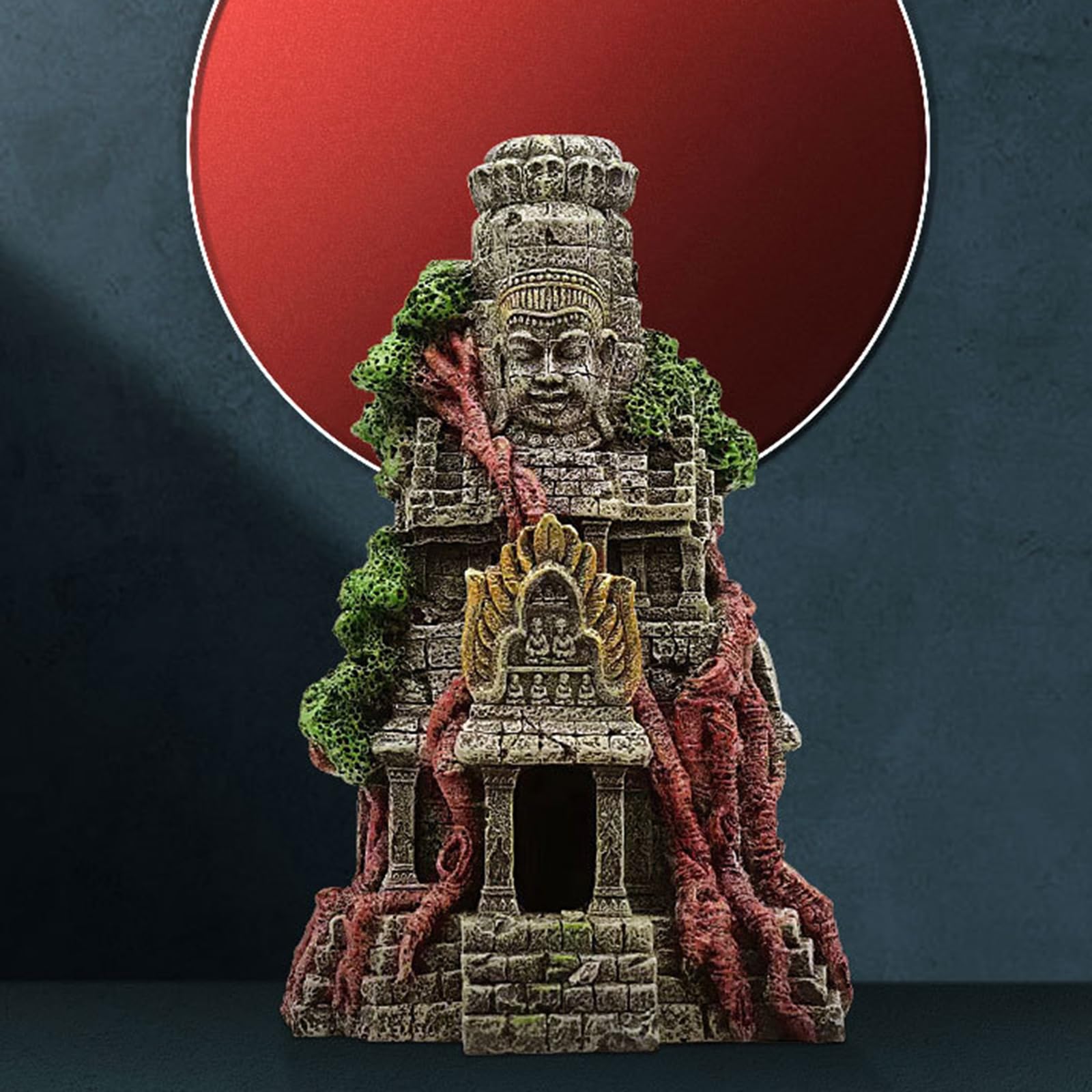 PANGBOER Décoration pour aquarium - Cachette - Temple usé - Statue en résine - Ornement en forme de rocher - Paysage - Pour escargots