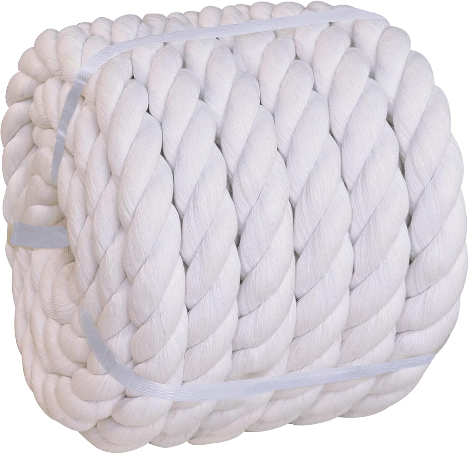 White Cotton Rope 1.25 inch × 25 feet, Natural Twisted Thick Rope for Crafts, Hanging, Pulling, Swing, Tug of War