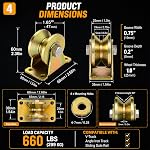 Lyplus 2" V Groove Wheel Heavy Duty Rigid Caster with Bracket for Inverted Track, Sliding Gate, Rolling Gate, Industrial Machines, Wire Rope Rail, Loading Capacity 660 lbs - 4 Pack