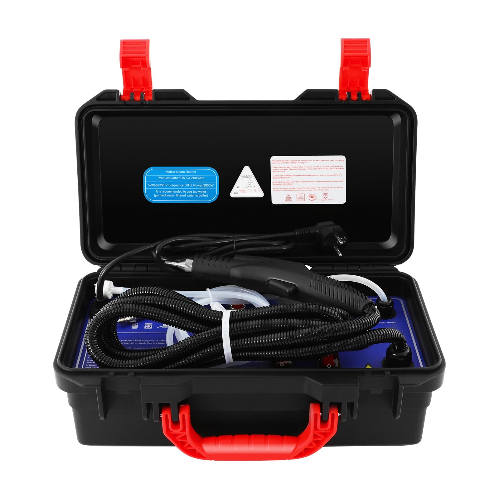 Pulitore a vapore ad alta temperatura da 3000 W, pulitore a vapore per auto, 3 – 5 bar, con scatola di immagazzinaggio, per cucine, condizionatori d'aria, auto