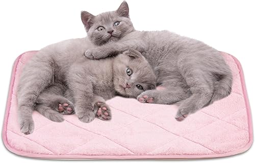 NWK Tapete esponjoso autocalentable para gatos, manta para gatos, tapete térmico para perros, lavable, parte inferior antideslizante para sofá, Rosa