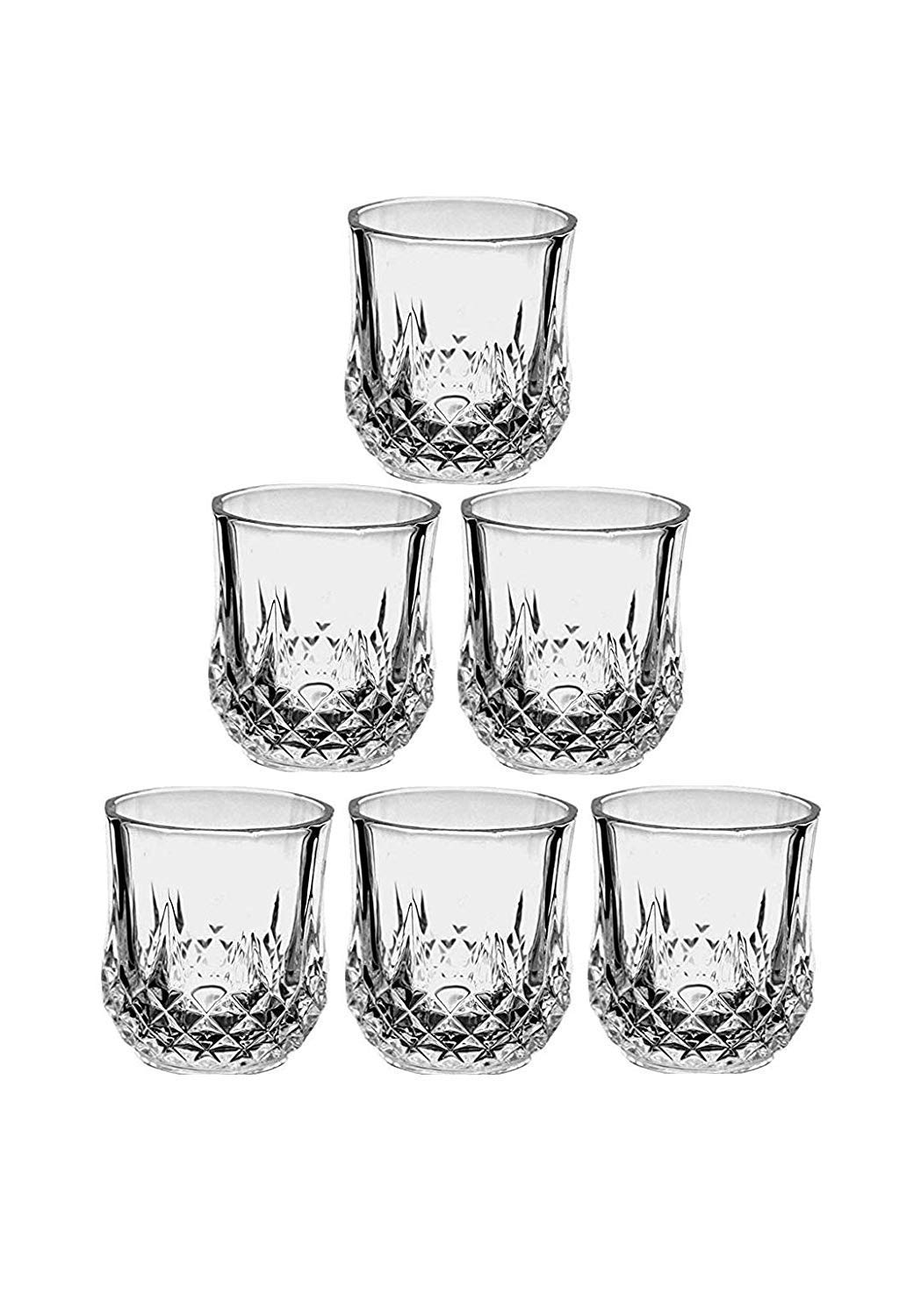 Kosh Fancy Design Crystal Clear Heavy Base Shot Glass for Vodka, Tequila, Liquor Shot, Wine Tasting, Cocktail Pour, Bar - (60 ml Approx) (Crystal Shape, Pack of 6) 4