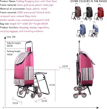 Foldable Grocery Trolley on Wheels - Waterproof Collapsible Shopping Cart - Multi-Functional Design for Seniors, Ideal for Daily Shopping Needs